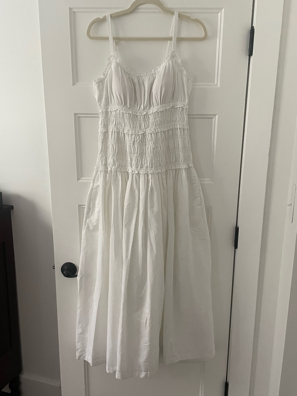 Abercrombie & Fitch White Smocked Maxi Dress